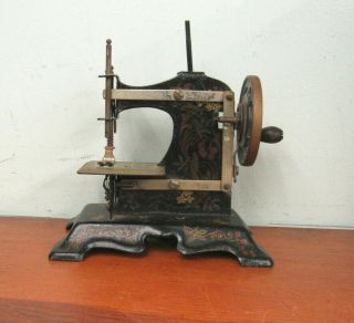 Antique Muller Child ' s Toy Sewing Machine Birds & Vines 3