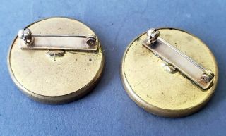 Two Antique French Hand Painted Miniature Portrait Buttons Gilt Brass Quite 3