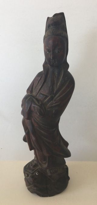 Antique 1930’s Hand Made/carved Wood Chinese Woman Statue Figurine C1
