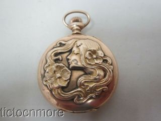 Antique Elgin Art Nouveau Decorated Pocket Watch Grade 281 11 Jewels Runs