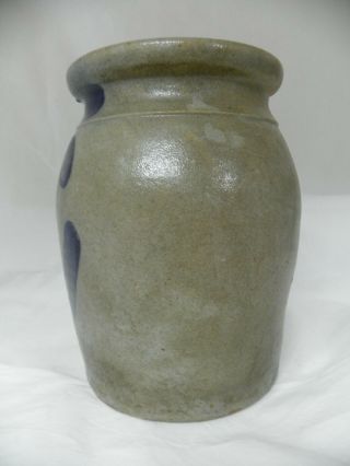 Antique Blue Decorated Stoneware Crock Greensboro,  Pa? Missing Large Chip 2