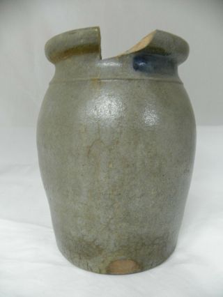Antique Blue Decorated Stoneware Crock Greensboro,  Pa? Missing Large Chip 4
