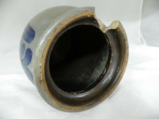 Antique Blue Decorated Stoneware Crock Greensboro,  Pa? Missing Large Chip 5