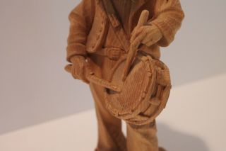 Holz Schnitzerei by Herbert Schultis Wood Carving Drummer Vintage 10.  5 Inches 3
