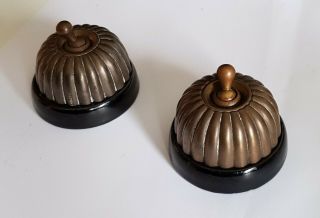 2 X Vintage Brass Domed Jelly Mould Toggle Light Switches