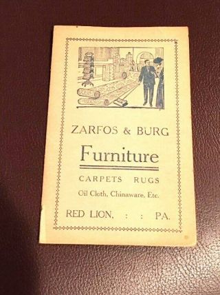 Sewing Needle Packet Advertising Zarfos & Burg Furniture Red Lion Pa Vg