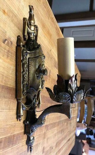 Vintage Art Nouveau Era Cast Brass Antique Wall Sconce Fixture Salvage