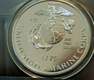 1991 Operation Desert Storm Us Marine Corps 1 Oz Ounce Proof 999 Silver Coin