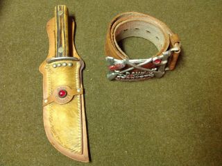 Vintage Davy Crockett Belt,  Buckle,  Knife and Sheath 2