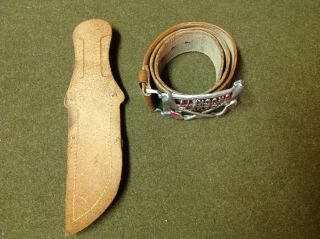 Vintage Davy Crockett Belt,  Buckle,  Knife and Sheath 3