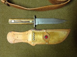 Vintage Davy Crockett Belt,  Buckle,  Knife and Sheath 5