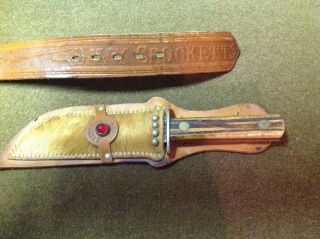 Vintage Davy Crockett Belt,  Buckle,  Knife and Sheath 7