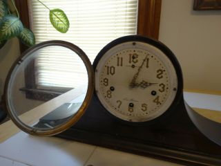 Antique 1920 ' s Haven 8 Day Mantel Clock 1/4 Hour Westminster Chime Runs Well 5