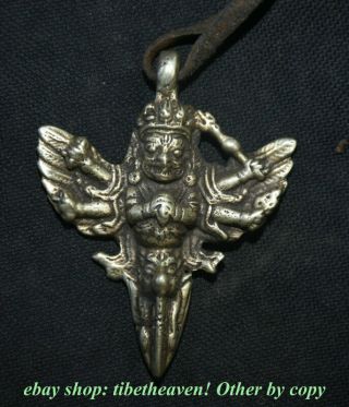 5.  5cm Old Tibet Brass Temple Mahakala Buddha Phurba Dagger Holder Amulet Pendant