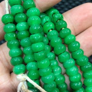 Chinese Green Jadeite Jade Carved Handwork Collectible Abacus Beads Bracelet