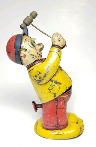 Vintage 1950s Showa Tin Toy Blacksmith Wind Up Occupied Japan 5in Tall
