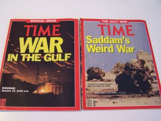 Time Magazines,  Set Of 2,  Jan.  1991,  Feb.  1991,  Vintage Gulf War Issues