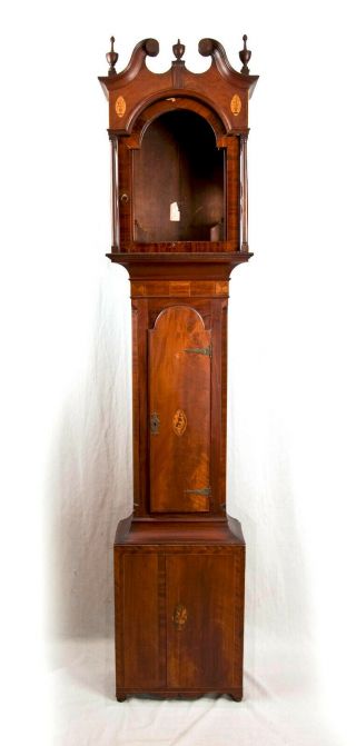 American Inlaid Flame Mahogany Grandfather Clock Case Only @ 1810