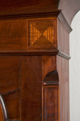 American inlaid flame mahogany grandfather clock case only @ 1810 7