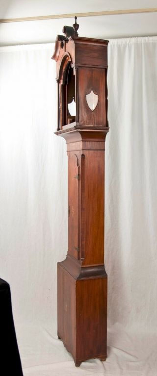 American inlaid flame mahogany grandfather clock case only @ 1810 9