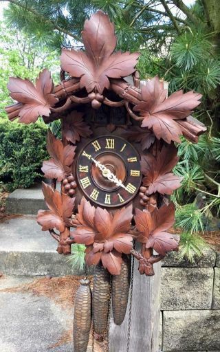 Antique German Black Forest Cuckoo Quail Clock Runs Well