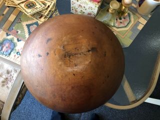 Vintage Primitive Signed Munising Wooden Dough Bowl 15” 2