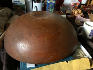Vintage Primitive Signed Munising Wooden Dough Bowl 15” 5