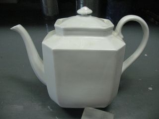 Vintage Large White Porcelain Tea Pot Octagonal