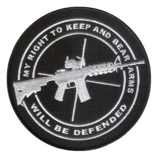 5 " Embroidered Patch " My Right To Bear Arms Will Be Defended " Nra 2nd Amendment