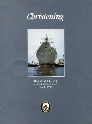 Uss Barry Ddg 52 Christening Navy Ceremony Program