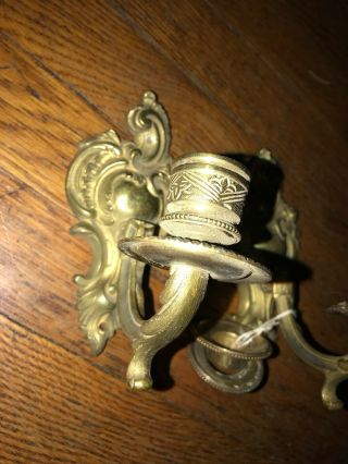 Antique Wall Hanging bronze brass Candle Holders/Sconces Early 1900s 3