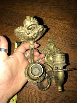 Antique Wall Hanging bronze brass Candle Holders/Sconces Early 1900s 8