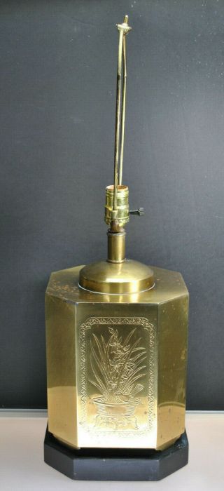 Vintage " Frederick Cooper " Engraved Brass Lamp Hollywood Regency