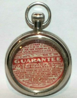 Antique Rare Robert H.  Ingersoll Open Face Pocket Watch Case W/ Label 43