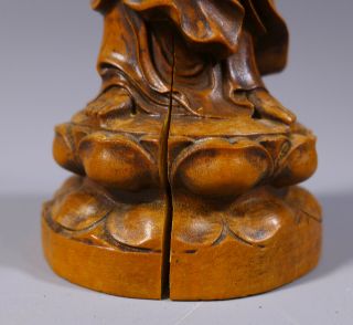 FINE VINTAGE CHINESE CARVED WOODEN BOXWOOD? FIGURE GUANYIN BUDDHA 3