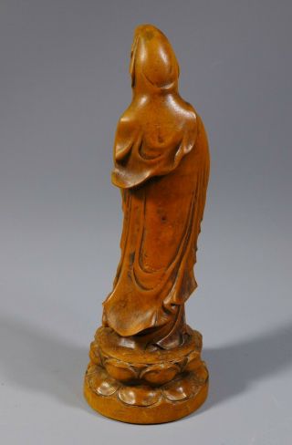 FINE VINTAGE CHINESE CARVED WOODEN BOXWOOD? FIGURE GUANYIN BUDDHA 4