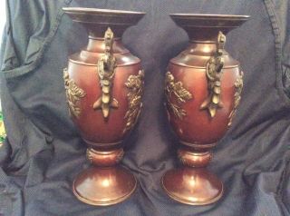Antique Chinese 17th / 18th Century Ming or Early Qing Bronze Vases 29cm 6