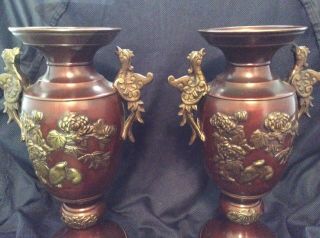 Antique Chinese 17th / 18th Century Ming or Early Qing Bronze Vases 29cm 7