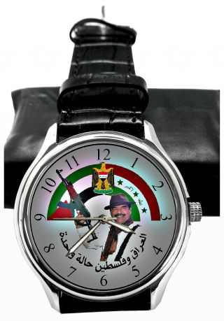 Saddam Hussein Wielding An Ak - 47 1990s Baath Party Propaganda Art Wrist Watch