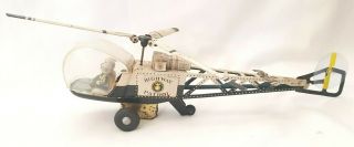 Vintage 1950 ' s Tin Toy HELICOPTER Highway Patrol Friction Japan 2