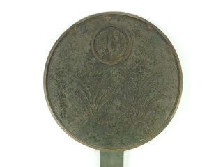 Japanese antique vintage cast bronze copper Dokyo Kagami hand mirror chacha 2