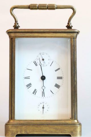Very Rare Antique French Alarm Carriage Clock 15 Day & Seconds Dial Well