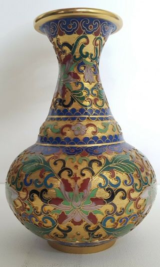 Very Fine Antique Chinese Cloisonne Champleve Glit Vase
