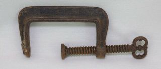 Antique Sewing C Clamp Ornate Cast Iron Tool 4 " Rustic Craft Room Decorative