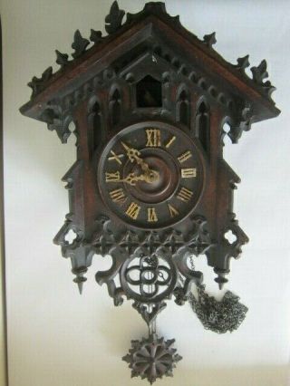 Antique Cuckoo Clock,  Johann Beha,  Wood Plate Movement,  Repair Or Spares.
