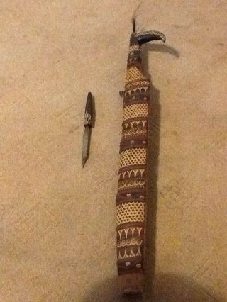 Manadu Dayak Headhunters sword from Borneo.  Engraved blade.  No knife.  spear blade 2