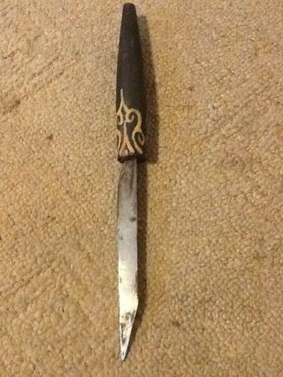 Manadu Dayak Headhunters sword from Borneo.  Engraved blade.  No knife.  spear blade 6