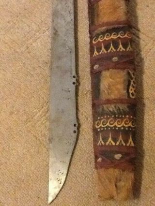 Manadu Dayak Headhunters sword from Borneo.  Engraved blade.  No knife.  spear blade 8