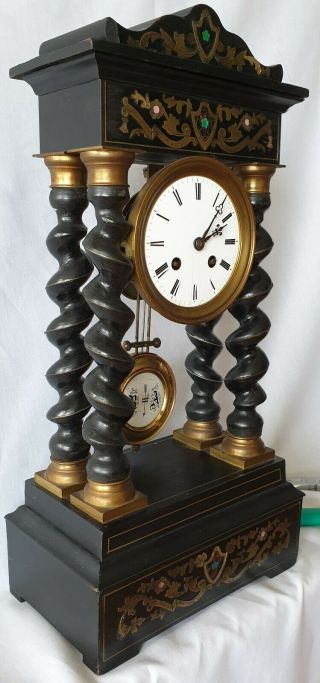 Antique Portico Clock Japy Freres French 8 Day Column Mantel Grande Med 1855 4