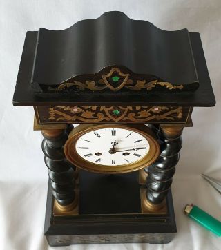 Antique Portico Clock Japy Freres French 8 Day Column Mantel Grande Med 1855 5